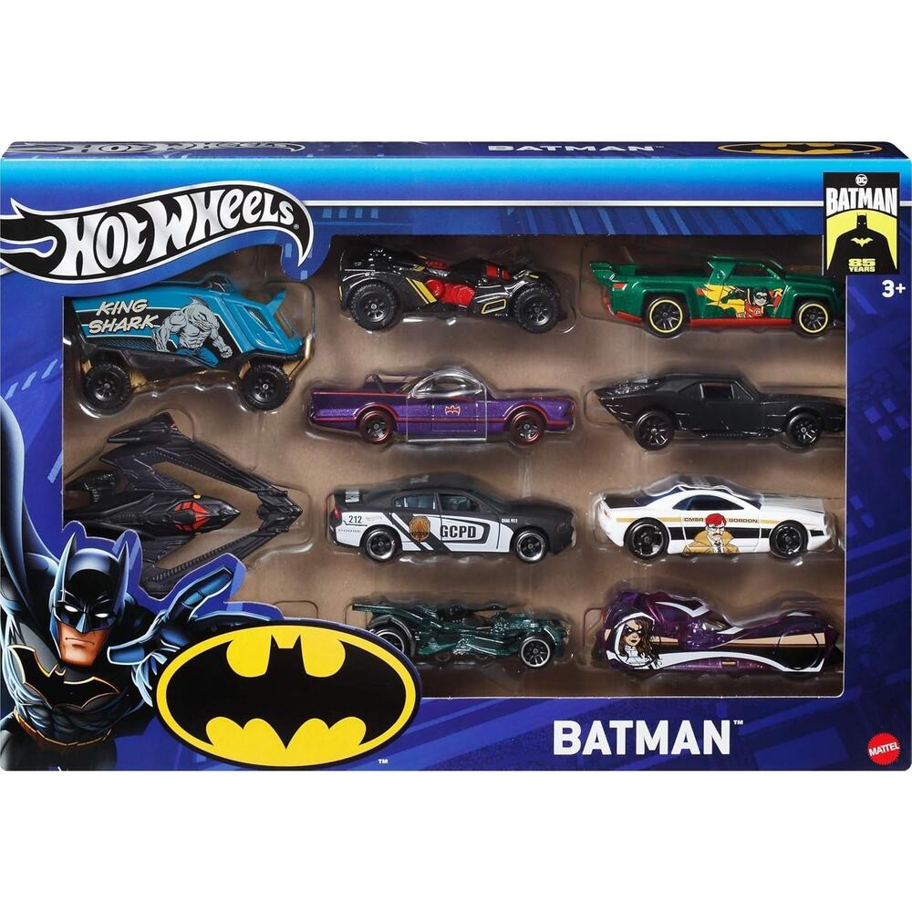 Hot Wheels Toy Cars, 10-Pack of Batman-Themed 1:64 Scale Die-Cast Vehicles NWT
